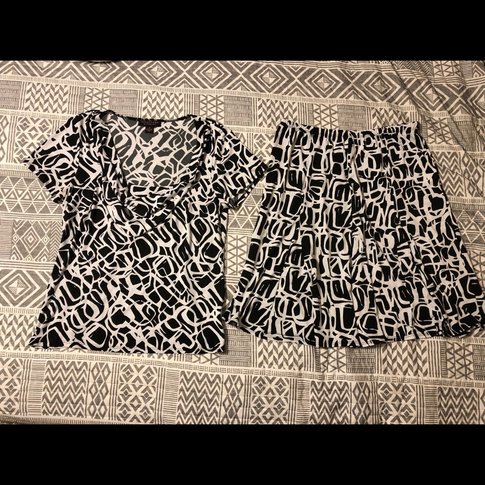 Women Short Sleeve Skirt set